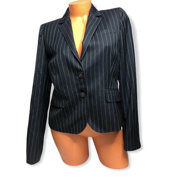 JCREW Womens 2 Button Wool Blend Striped Blazer